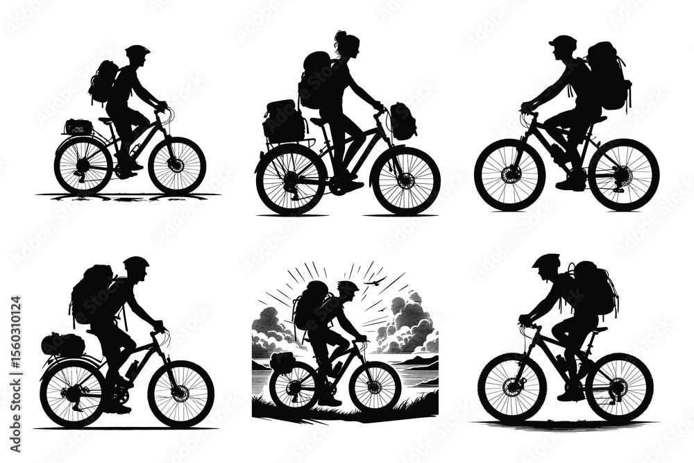 Naklejka premium People Cycling Adventure - Outdoor Biking Activity