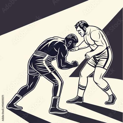 silhouette of a young man boxer player