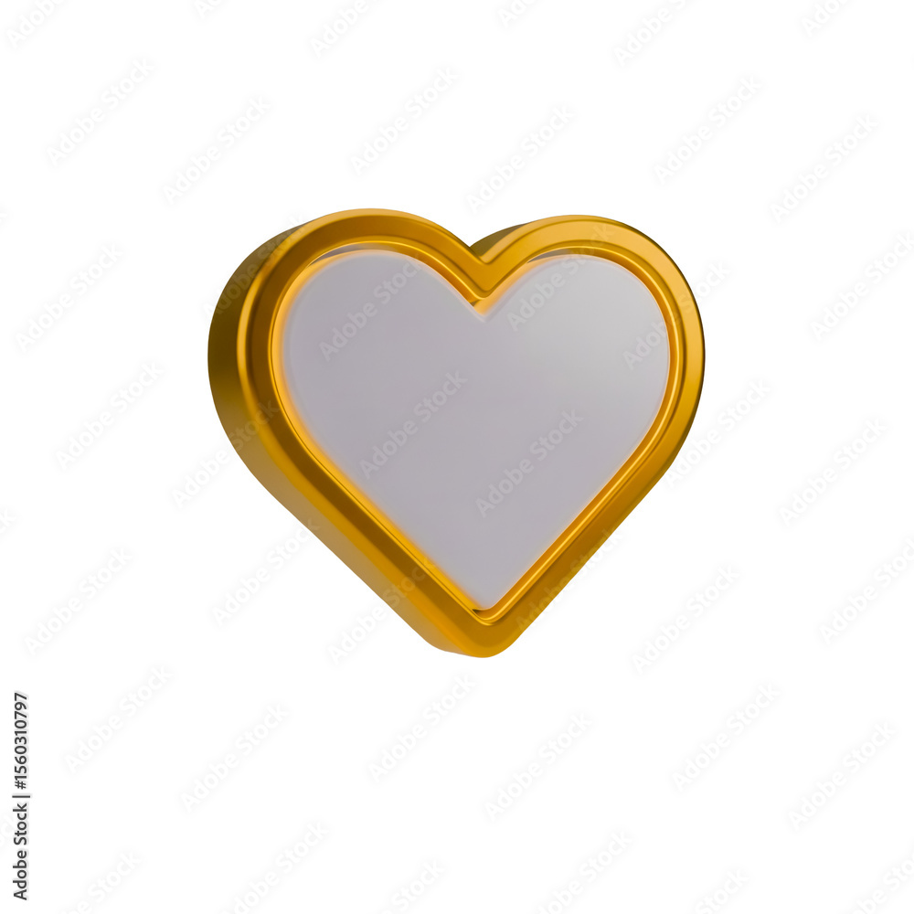 Coração Ícone Amarelo dourado e Branco Brilhante Elemento 3D Render PNG Transparente Golden Yellow and White Heart Coração Ícone Amarelo dourado e Branco Brilhante Elemento 3D Render PNG Transparente Golden Yellow and White Heart
