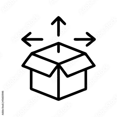 Box with Arrows Indicating Directions for E-commerce, Shipping, Logistics Websites, Packaging, and Delivery Services  