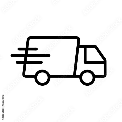 Delivery truck icon. Simple moving truck design for logistics company. Fast delivery service symbol for website or app.  Moving truck image perfect for transportation business.
