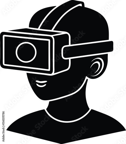 VR Experience Silhouette: An illustration of a person immersed in virtual reality, depicted in silhouette, the image captures the futuristic fusion of technology and human experience.