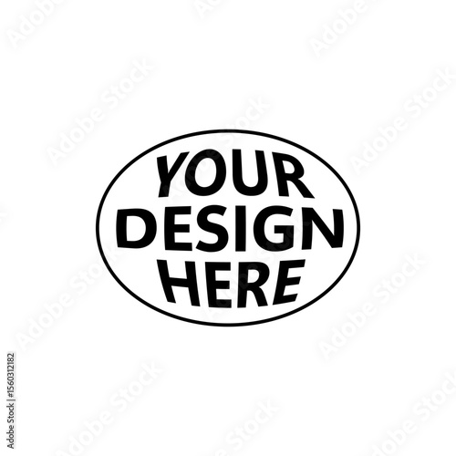 Bold mockup label displays your design here in a clean style, ideal for branding or logo needs.