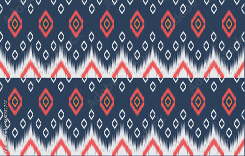 Ethnic abstract ikat art. Fabric Morocco, geometric pattern color oriental. Design for background textile, fabric, curtain, carpet, wallpaper, clothing, wrapping, Batik.