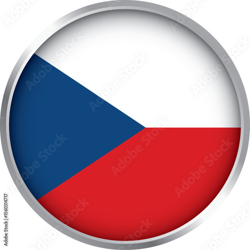 Czech Republic national flag icon with red, white and blue colors in circular button style on white background

