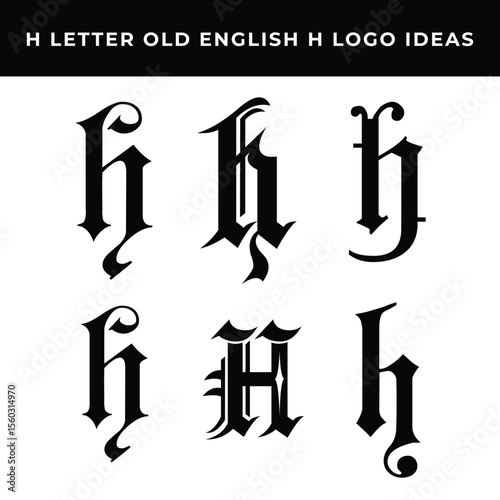 Old english H logo design, Old english H logo collection, Old english H  vector template