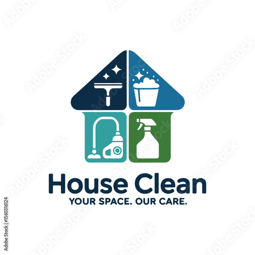 Unique house cleaning service logo Modern and minimalist vector and abstract logo