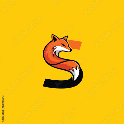vector illustration of a fox with S