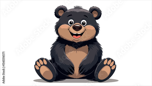 Cute brown baby bear cartoon character with a heart, isolated vector illustration