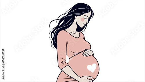 A pregnant woman with long hair