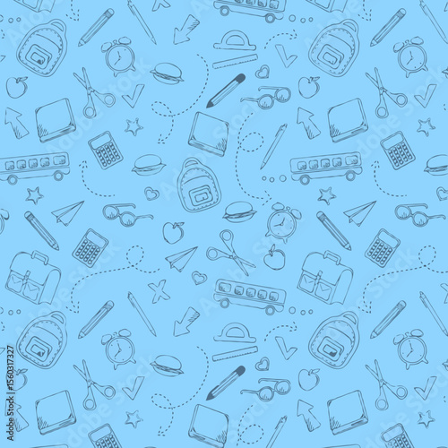 seamless pattern with numbers  ,  back to school , school supplies