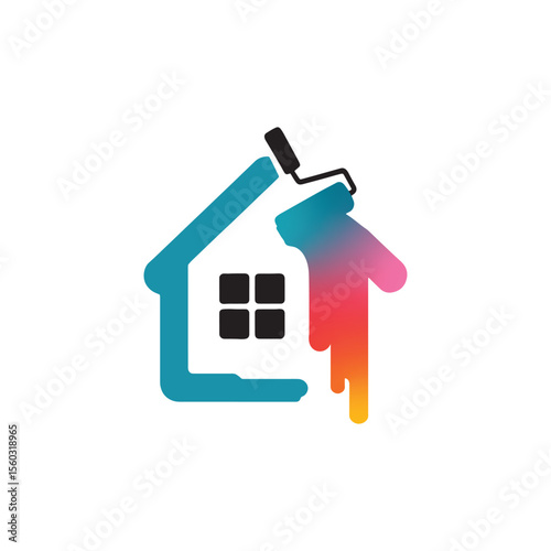 Unique house painting service logo Modern and minimalist vector and abstract logo