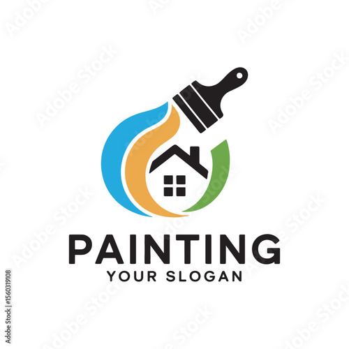 Unique house painting service logo Modern and minimalist vector and abstract logo