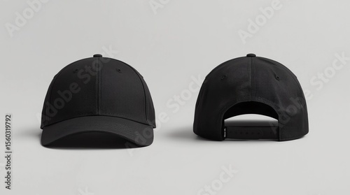 Wallpaper Mural Black baseball caps mockup on a grey background, front and back side  Torontodigital.ca