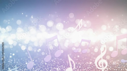 Dreamy Music Background with Soft Pastel Colors and Bokeh Lights and Musical Notes Creates a Whimsical and Enchanting Visual