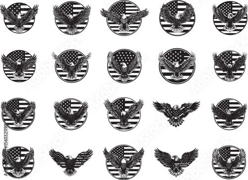 Eagle with USA Flag Svg