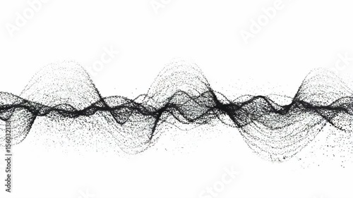 Dynamic Black Particle Wave Animation on White Background Abstract Visual