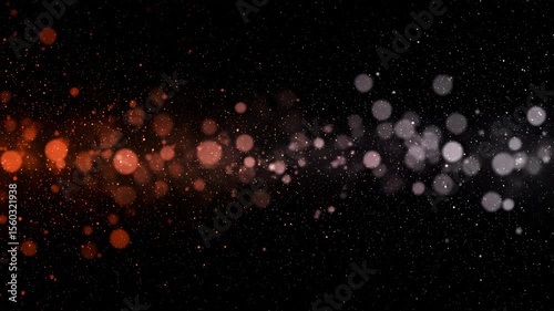 Dynamic Orange and White Bokeh Lights Motion Background on Black