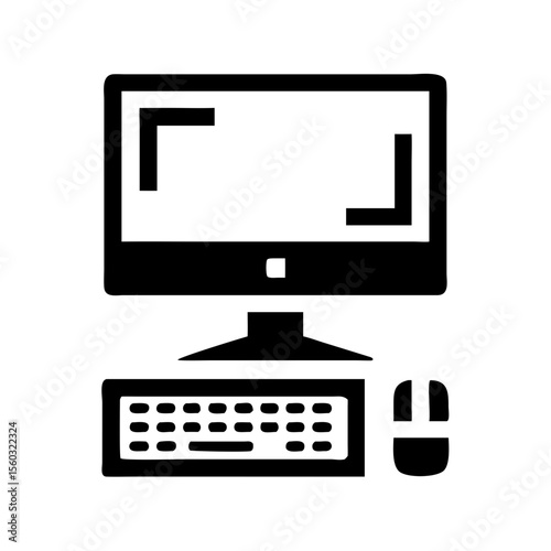 Illustration of a desktop computer with keyboard mouse