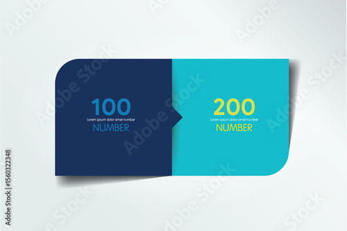 2 Circle connected 3D infographic. Two labels. Vector template.