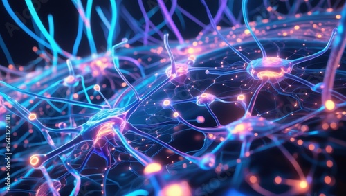 Close-up of synthetic neuron cells in AI system
