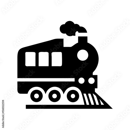 Illustration of a black steam train with smoke stack