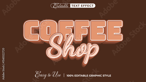3d coffee shop text style effect template editable text effect