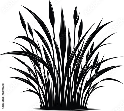 Grass silhouette vector illustration isolated on a solid white background 