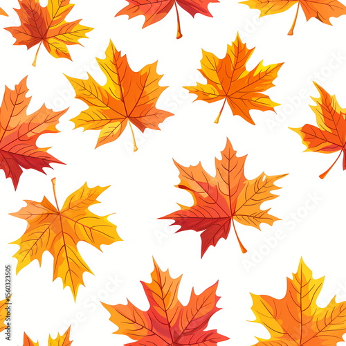Seamless pattern of autumn leaves, fall seasonal background. Decorative concept for textile, prints, greeting card, wallpaper, and fabric.