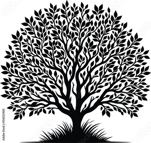 Black silhouette bush & shrub vector illustration isolated on a white background