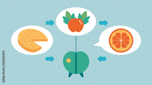 A nutritional therapy program for individuals with depression emphasizing foods high in omega3s and tryptophan to boost mood and support brain chemistry.. Vector illustration