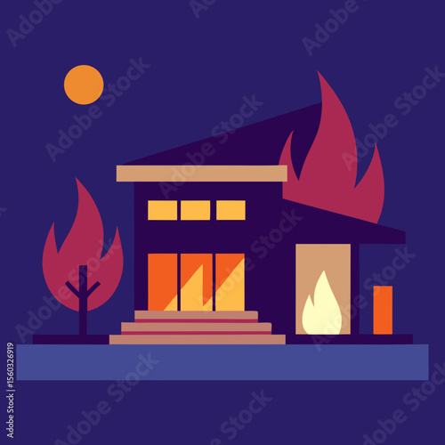 fireplace in the night