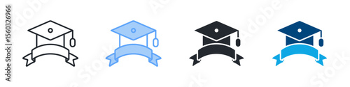 Banner Icon Set Multiple Style. Designed In Outline, Blue, Glyph, Dual Tone