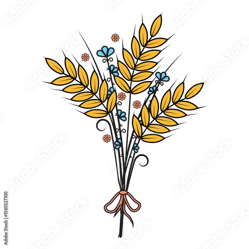 Botanical autumn bouquet of wheat ears