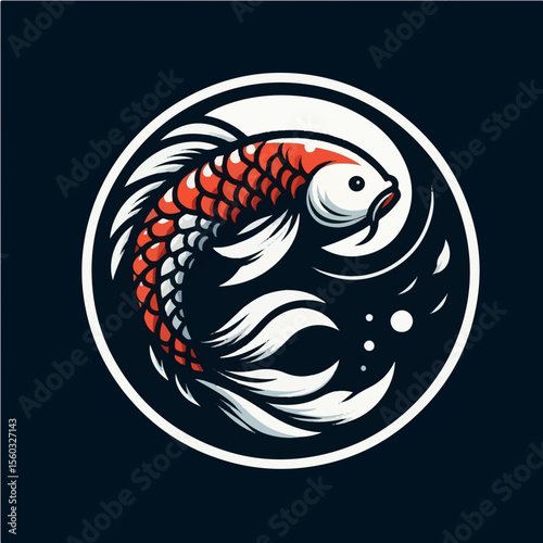 Koi Fish Circle SVG Logo