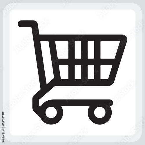 Simple black outline shopping cart icon