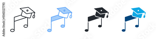 Music Icon Set Multiple Style. Designed In Outline, Blue, Glyph, Dual Tone