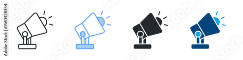 Stage Light Icon Set Multiple Style. Designed In Outline, Blue, Glyph, Dual Tone