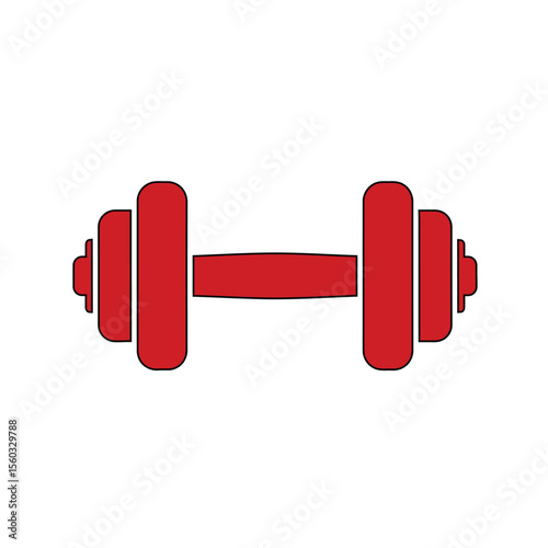 A single vector icon of a dumbbell, flat style, representing strength training and fitness, modern minimal design