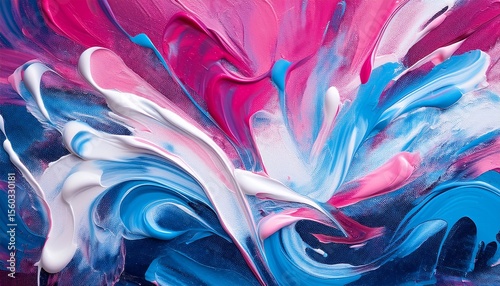 vivid abstract graffiti with blue pink and white brushstrokes