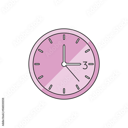 Simple vector icon of an analog clock showing time, minimal design, clean and modern flat style