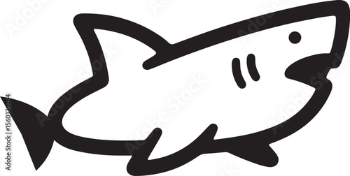 Cartoon Shark Silhouette Icon for Kids, Games, and Fun Themes.