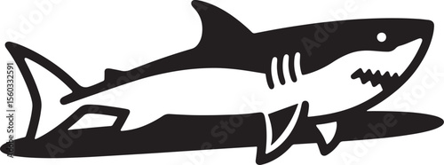 Shark Vector Icon for Sea Life and Wildlife Graphics. ocean, creature, marine, silhouette, fish.