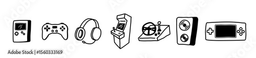 game device doodle controller gaming gamer icon hand drawing