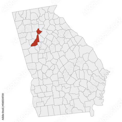 Georgia (U.S. state) state country map with Atlanta. Map of the U.S. state of Georgia with capital city Atlanta city.