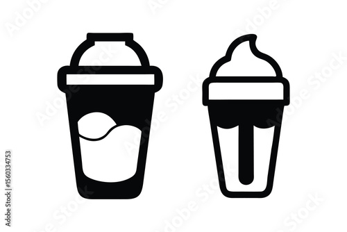 Two Styrofoam Cups with Drinks, Ready for Consumption