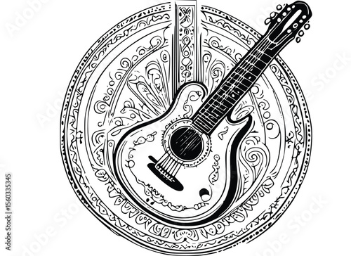 acoustic guitar isolated on white