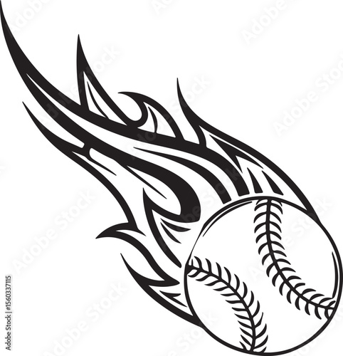 Black and white tribal baseball bat tattoo vector illustration