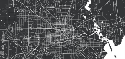 Layered editable vector illustration outline of Houston, United States.