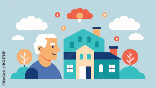 A senior living community with access to evidencebased cognitive training programs helping residents maintain mental acuity and prevent cognitive decline.. Vector illustration